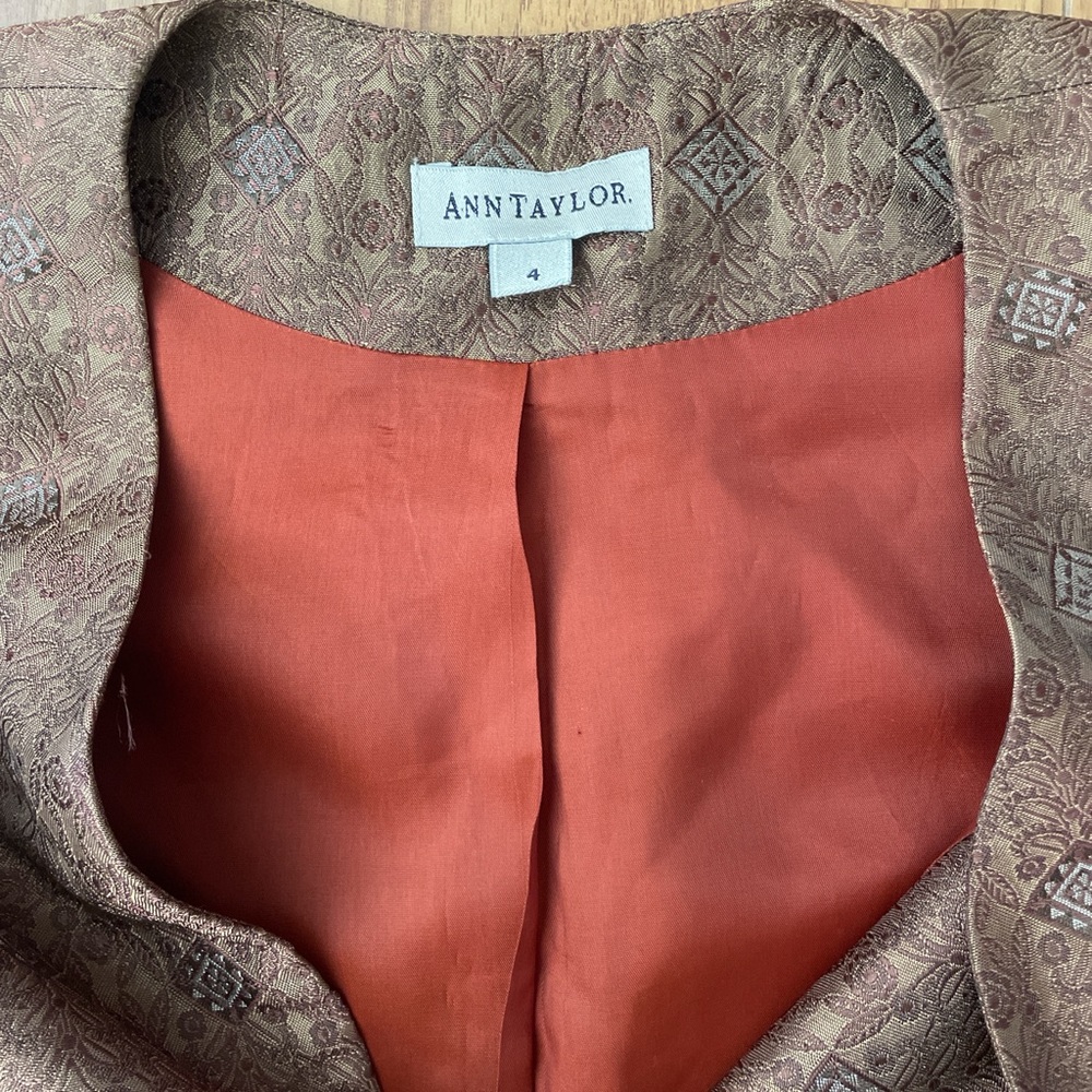 Ann Taylor Brown Patterned Vest - image 3